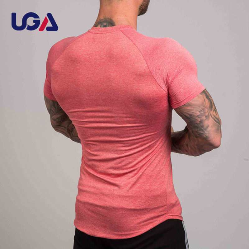 Workout Polyester Spandex Slim Fit T Shirt Gym Sports Fitness